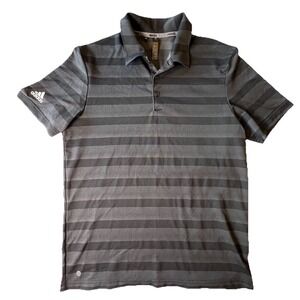 Adidas‎ Men's Golf Polo Shirt Short Sleeve Collared Gray Striped Size Medium M
